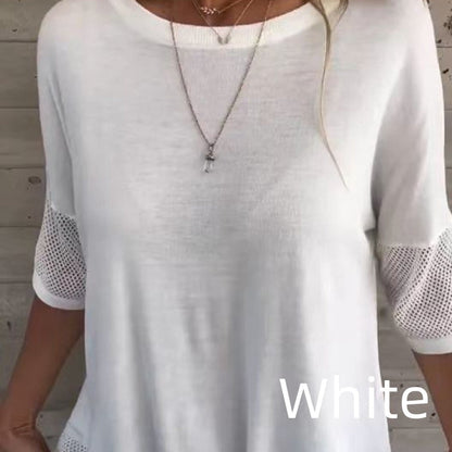 Women’s Casual Solid Color Round Neck 3/4 Sleeve T-Shirt【BUY 2 GET FREE SHIPPING】