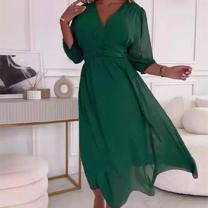 🔥2026 HOT SALE🎉 Women's V-neck Lightweight Chiffon Dress