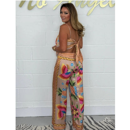 Spaghetti Strap Printed Top & Loose Women's Pants 2-Piece Set🔥New Arrival- 49% OFF💝