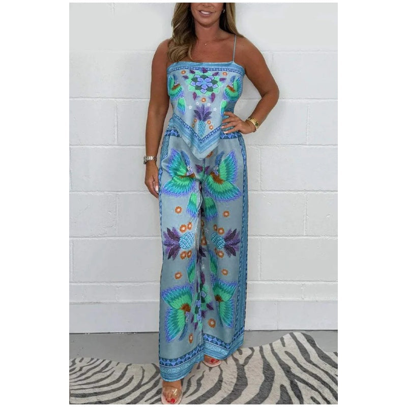 Spaghetti Strap Printed Top & Loose Women's Pants 2-Piece Set🔥New Arrival- 49% OFF💝