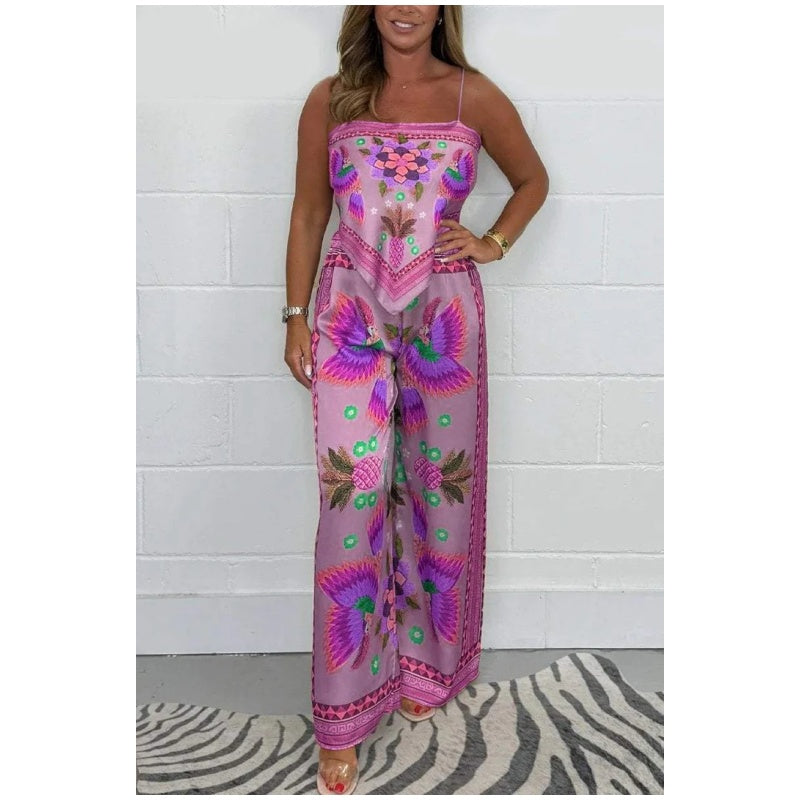 Spaghetti Strap Printed Top & Loose Women's Pants 2-Piece Set🔥New Arrival- 49% OFF💝