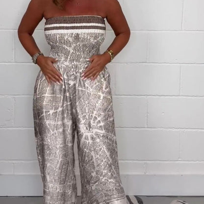 Strapless Printed Pleated Jumpsuit🥰2024 NEW-49% OFF🥰