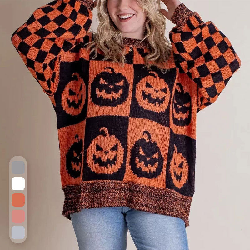 The most popular styles 🌺⭐Halloween Checkered Sweater