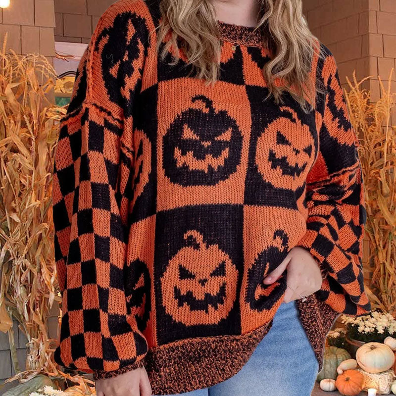 The most popular styles 🌺⭐Halloween Checkered Sweater
