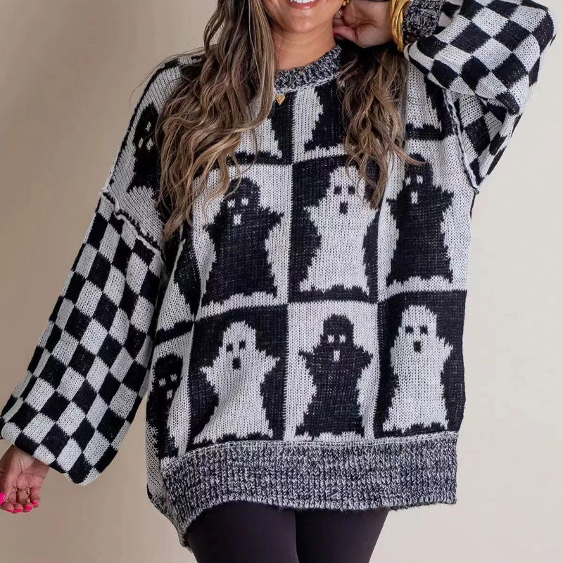 The most popular styles 🌺⭐Halloween Checkered Sweater