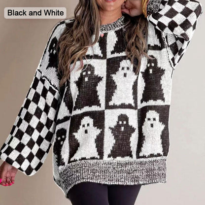 The most popular styles 🌺⭐Halloween Checkered Sweater