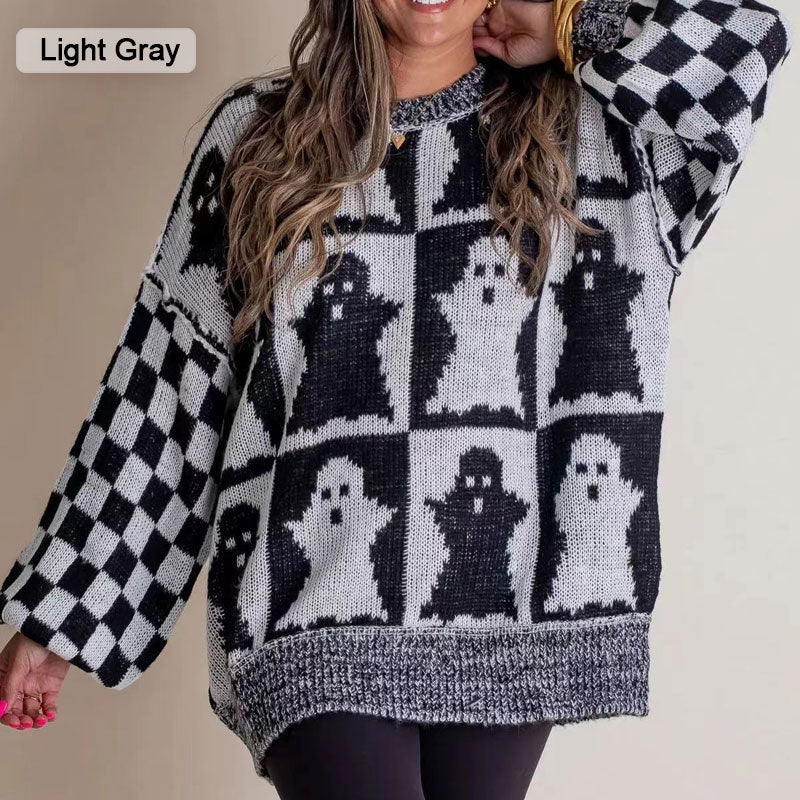 The most popular styles 🌺⭐Halloween Checkered Sweater