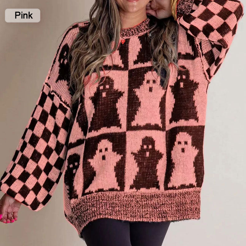 The most popular styles 🌺⭐Halloween Checkered Sweater