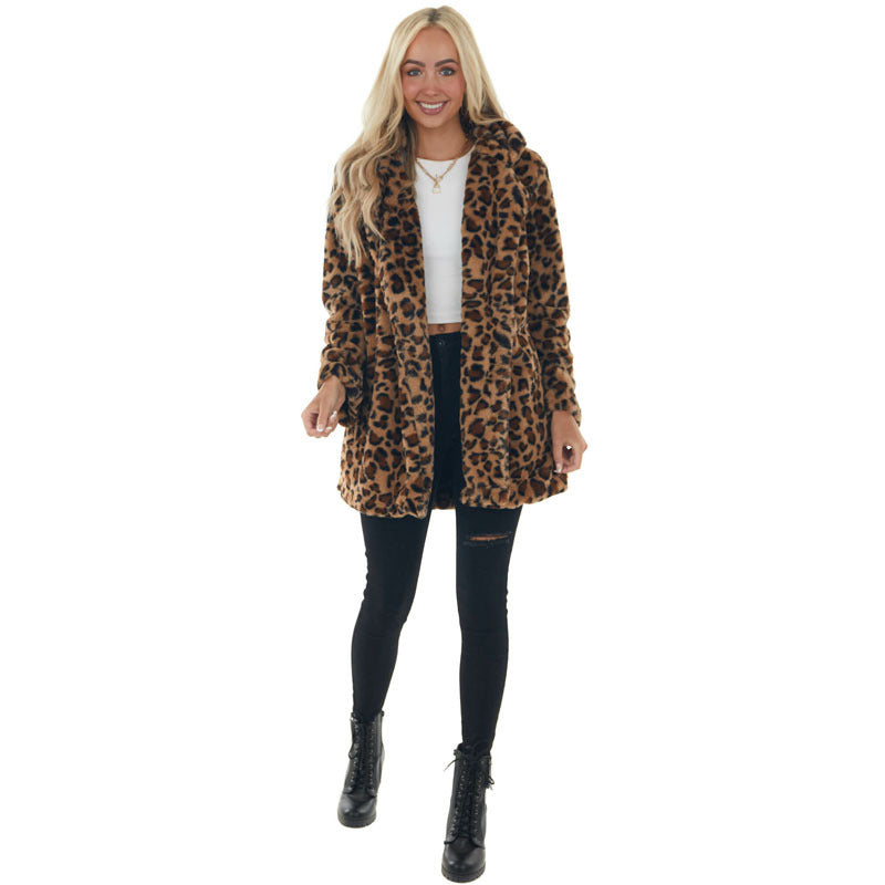 Casual Loose Plush Leopard Coat for Women【FREE SHIPPING】