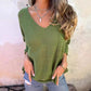 Women's V-neck Long-sleeved Knitted Casual Top