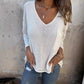 Women's V-neck Long-sleeved Knitted Casual Top