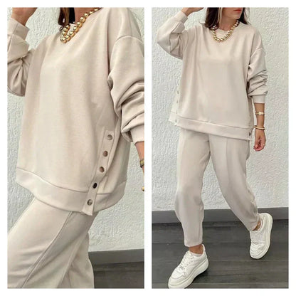 💕HOT SALE 49% OFF💕Women’s Trendy Solid Color Two-Piece Set Top & Pants