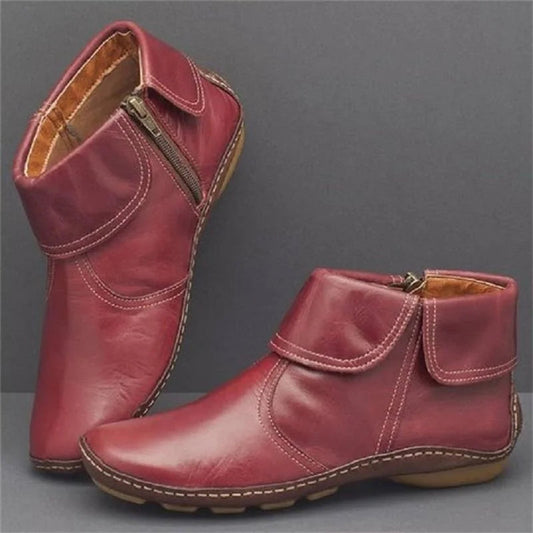 Women Casual Plain All Season Zipper Round Toe Plus Size Rubber Non-Slip Classic Boots