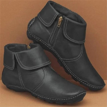 Women Casual Plain All Season Zipper Round Toe Plus Size Rubber Non-Slip Classic Boots