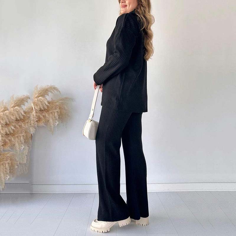 Women's Cozy Ribbed Knit Two-Piece Set with Slit-Leg Pants💖FREE SHIPPING