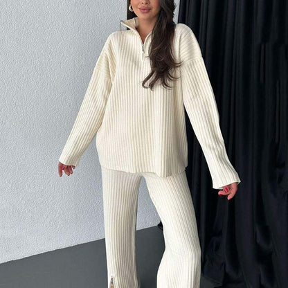 Women's Cozy Ribbed Knit Two-Piece Set with Slit-Leg Pants💖FREE SHIPPING