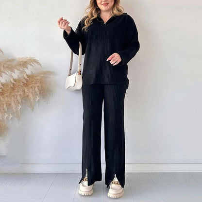 Women's Cozy Ribbed Knit Two-Piece Set with Slit-Leg Pants💖FREE SHIPPING