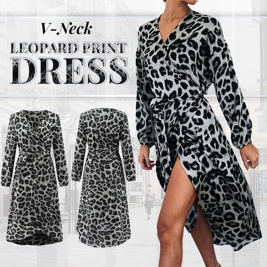 ✨V-Neck Leopard Print Dress