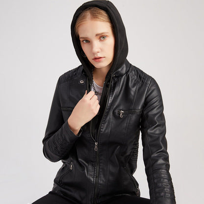 Women's Premium Leather Hooded Jacket🌺🌺FREE SHIPPING