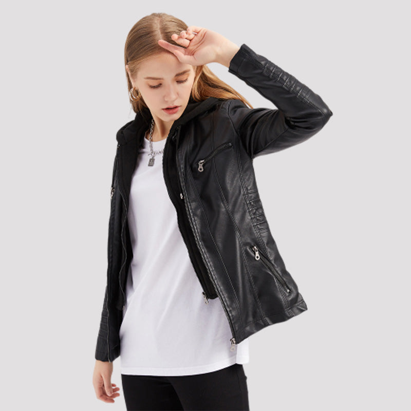 Women's Premium Leather Hooded Jacket🌺🌺FREE SHIPPING