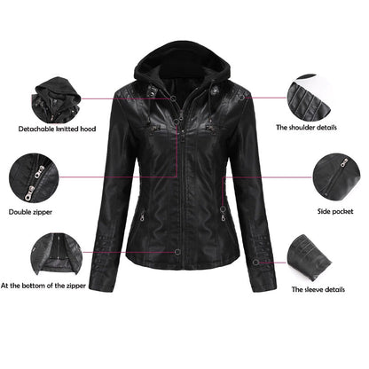 Women's Premium Leather Hooded Jacket🌺🌺FREE SHIPPING