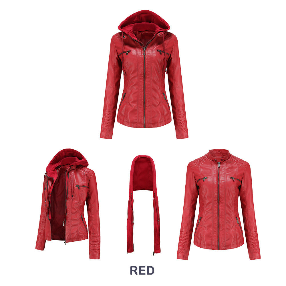 Women's Premium Leather Hooded Jacket🌺🌺FREE SHIPPING