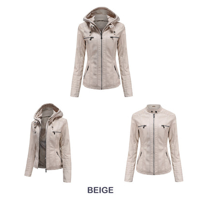 Women's Premium Leather Hooded Jacket🌺🌺FREE SHIPPING