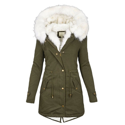 📦New special price💖Women's Warm Mid-Length Coat with Faux Fur Hood