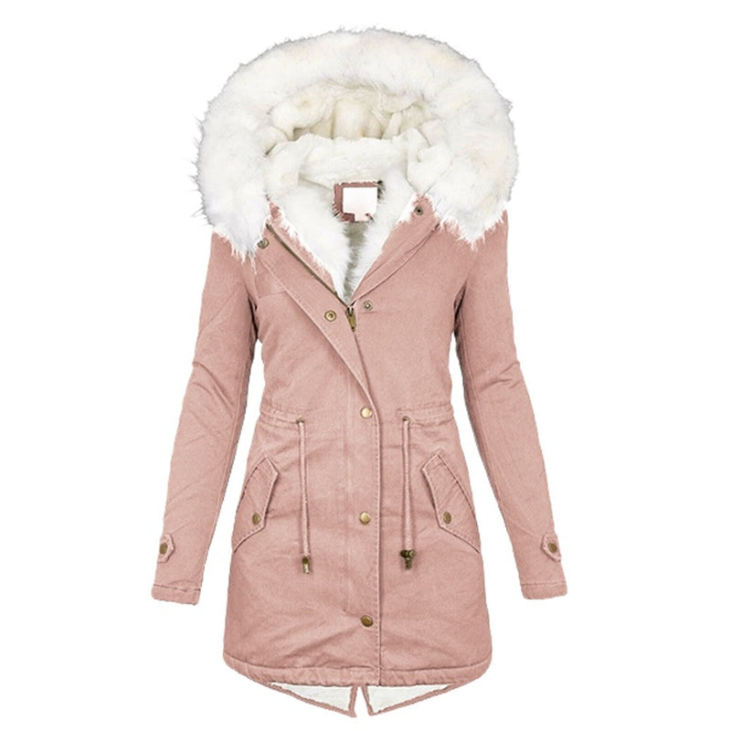 📦New special price💖Women's Warm Mid-Length Coat with Faux Fur Hood