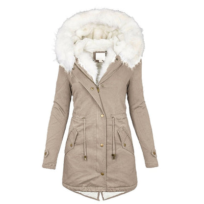 📦New special price💖Women's Warm Mid-Length Coat with Faux Fur Hood