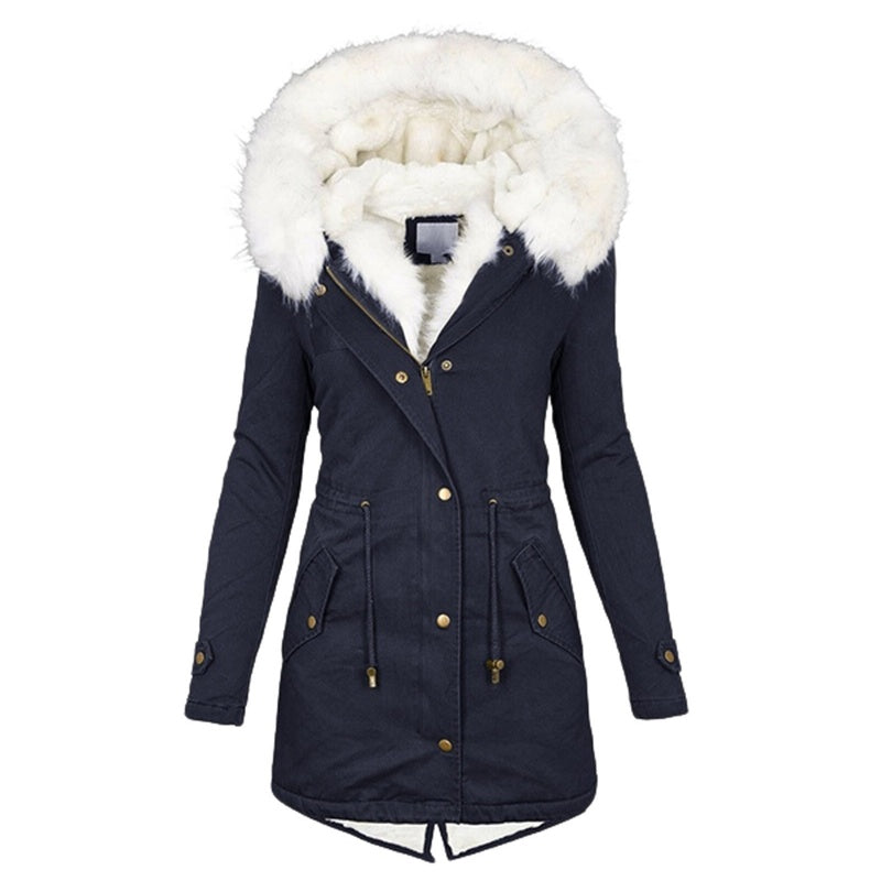 📦New special price💖Women's Warm Mid-Length Coat with Faux Fur Hood