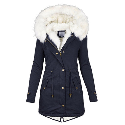 📦New special price💖Women's Warm Mid-Length Coat with Faux Fur Hood