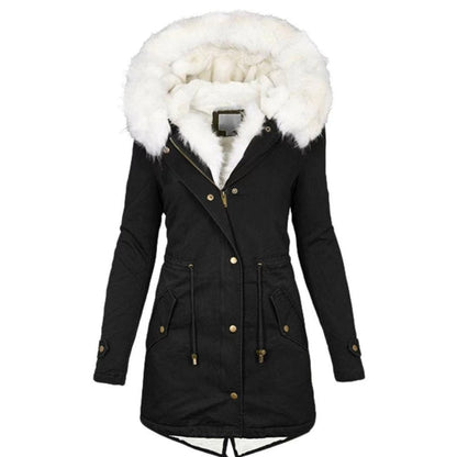 📦New special price💖Women's Warm Mid-Length Coat with Faux Fur Hood