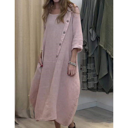 Women's Casual Loose Solid Color Dress with Irregular Hem