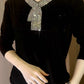 2024 High quality winter velvet long sleeve t-shirt with rhinestones, warm and fashionable