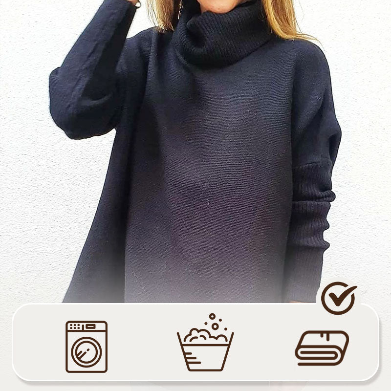 🔥Hot Sale🔥Women's Turtleneck Oversize Hem Knit Pullover Sweater