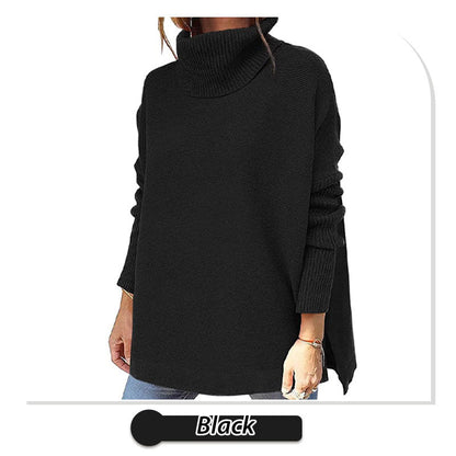 🔥Hot Sale🔥Women's Turtleneck Oversize Hem Knit Pullover Sweater