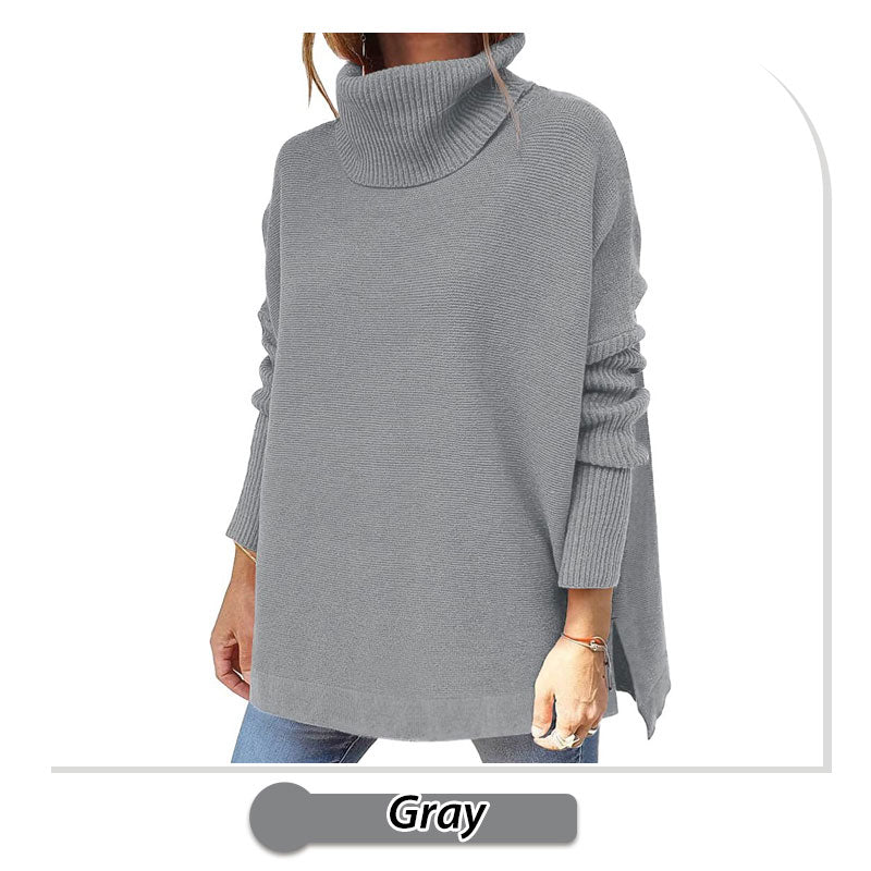 🔥Hot Sale🔥Women's Turtleneck Oversize Hem Knit Pullover Sweater