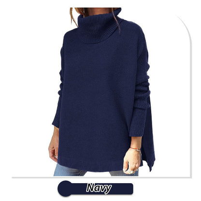 🔥Hot Sale🔥Women's Turtleneck Oversize Hem Knit Pullover Sweater