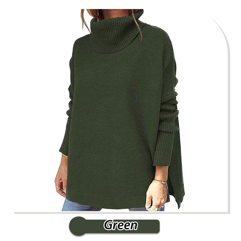 🔥Hot Sale🔥Women's Turtleneck Oversize Hem Knit Pullover Sweater