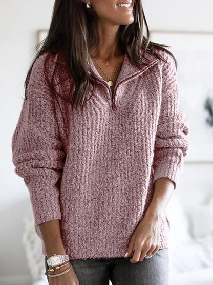 Women's long-sleeved zippered cardigan jacket