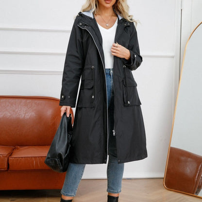 Women's Long Casual Splash-proof Hooded Windbreaker Jacket【FREE SHIPPING】