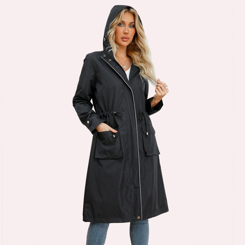Women's Long Casual Splash-proof Hooded Windbreaker Jacket【FREE SHIPPING】