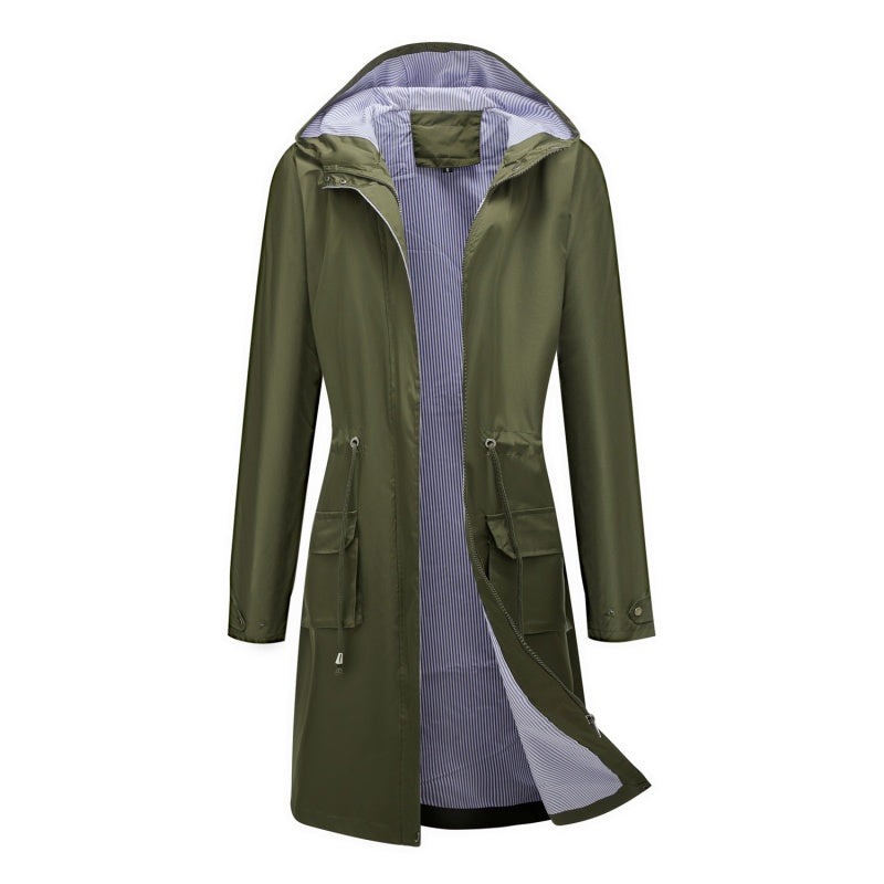 Women's Long Casual Splash-proof Hooded Windbreaker Jacket【FREE SHIPPING】