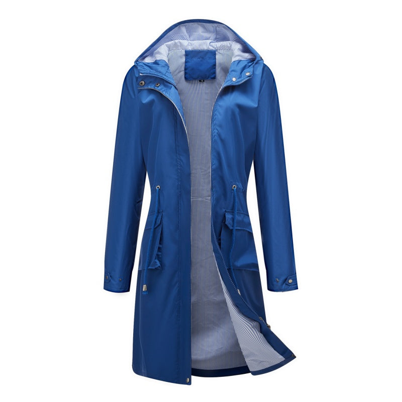 Women's Long Casual Splash-proof Hooded Windbreaker Jacket【FREE SHIPPING】