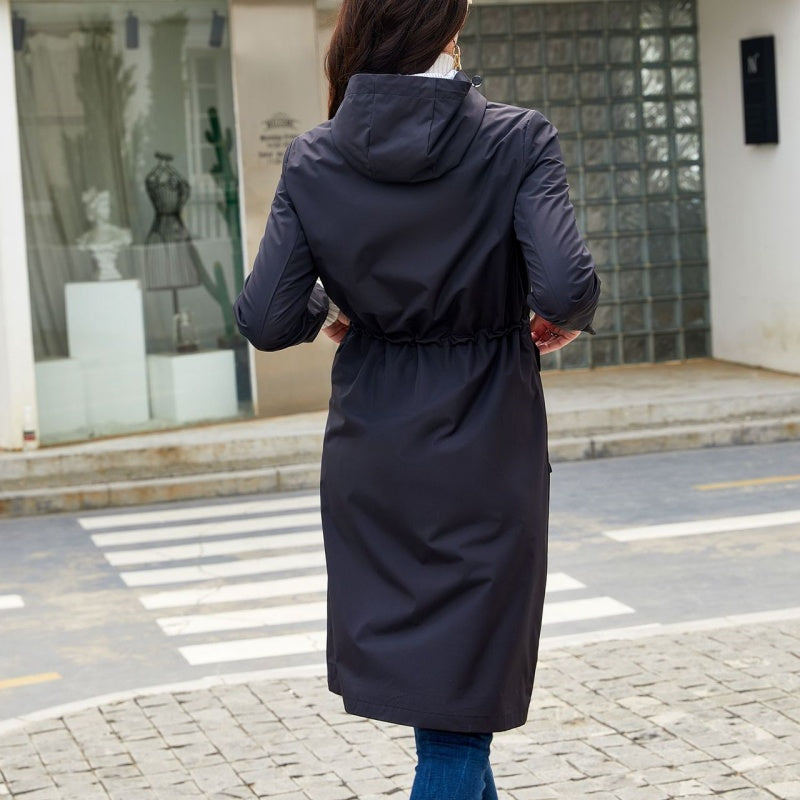 Women's Long Casual Splash-proof Hooded Windbreaker Jacket【FREE SHIPPING】
