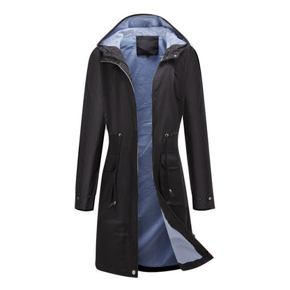Women's Long Casual Splash-proof Hooded Windbreaker Jacket【FREE SHIPPING】