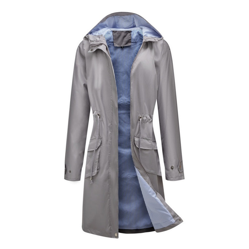 Women's Long Casual Splash-proof Hooded Windbreaker Jacket【FREE SHIPPING】