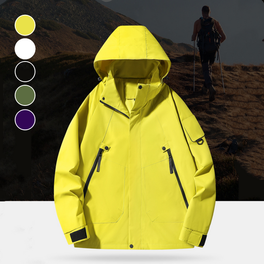 Outdoor Waterproof Windproof Solid Zipper Hooded Jacket