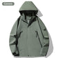 Outdoor Waterproof Windproof Solid Zipper Hooded Jacket